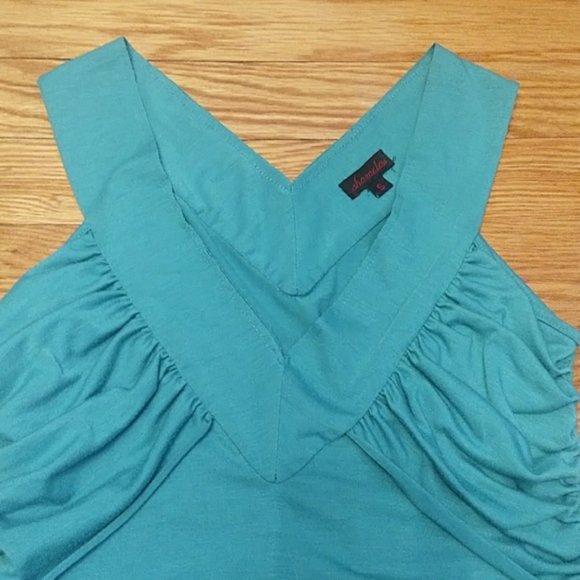 SHAMELESS teal green ruched top tank Size S - Picture 2 of 6